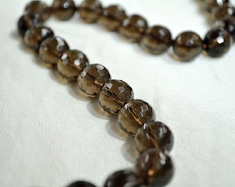 8 mm Faceted Smoky Quartz Beads