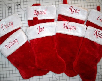 Personalized Red & White Plush Christmas Stocking -FREE SHIPPING