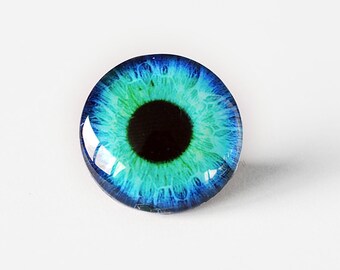 25mm handmade glass eye cabochon - aqua eye - standard profile