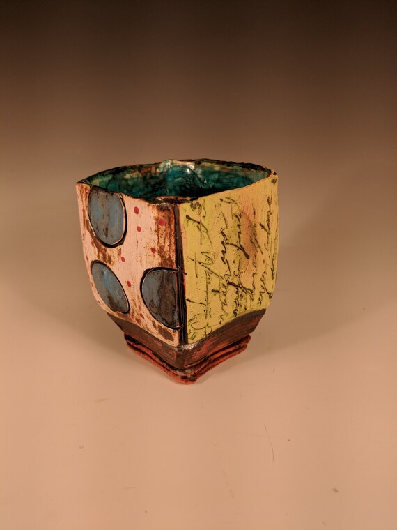 Handmade Ceramic Tea Bowls, Story Cups - Polka Dots