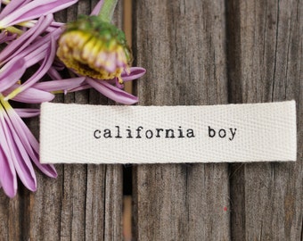 Custom Cotton Twill Clothing Labels - Include Your Own Text - Natural Color Cotton with Black Print - 500 pcs or 1000 pcs