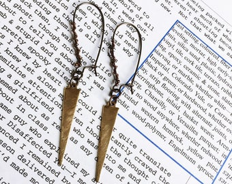 Brass Spike Earrings - Antiqued and Raw Brass Dangle Earrings - Brass Drop Earrings (Ready to Ship)