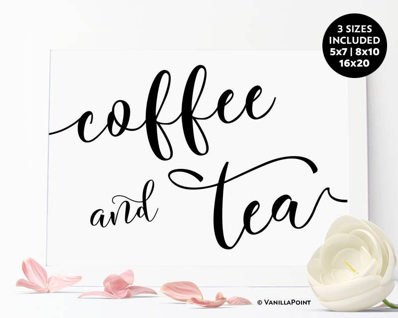 Coffee And Tea Sign Wedding Printables Kitchen Wall Decor 