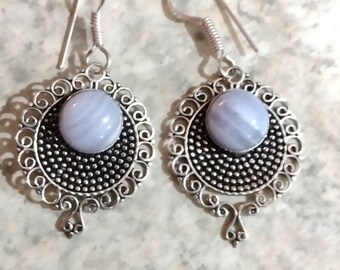 Blue Lace Agate Earrings