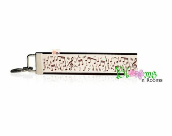 Music note wrist key chain key fob wristlet keychain