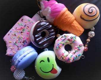 FREE SHIPPING SQUISHY,Random Mystery,Squishy Doughnut,Squishy Ice Cream,Squishy Desert,Squishy Sweet,Kawaii,Zipper Pull,Stocking Stuffer