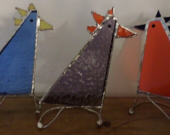 Stained glass hens, home decor, gift idea