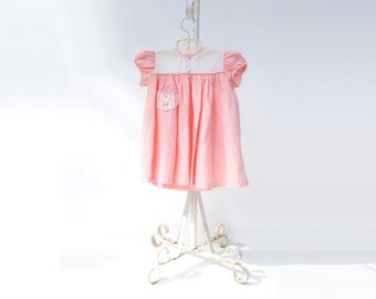 Vintage Baby Dress 1960s Baby Dress 60s Toddler Dress Coral Pink Dress Baby Party Dress 18 months 24 months Pink Baby Dress 1.5 / 2 yrs