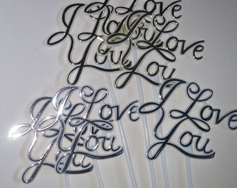 6 I Love You Plastic Floral Picks, bouquet stakes,flower arrangement, party florist supplies, supplies