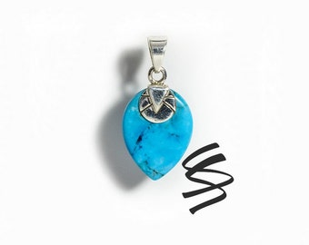 Turquoise Jewelry Natural Stone Silver Necklace Gemstone Sterling Silver Native American Jewelry Turquoise Pendant Turquoise Necklace Blue