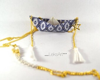 Origami boat Itsukushima 厳島 necklace