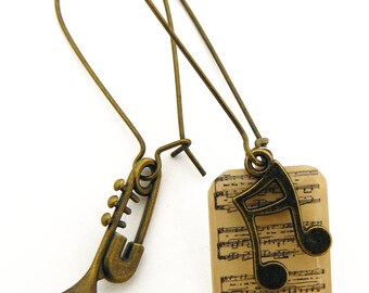 Sheet music and trumpet earrings