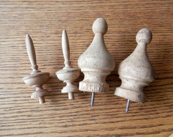 Choice pair (2) vintage wooden finial