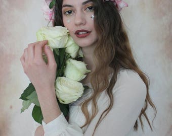 Luxe pastel butterfly flower crown, flower garland, Lana Del Ray, Wedding headpiece, nature inspired, vintage inspired, rustic rose, love.