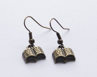Bookworm Earrings, Book Earrings, Book Gift, Book Jewelry, Reader Earrings, Book Gifts, Librarian Earrings, Librarian Gifts, Teacher Gift