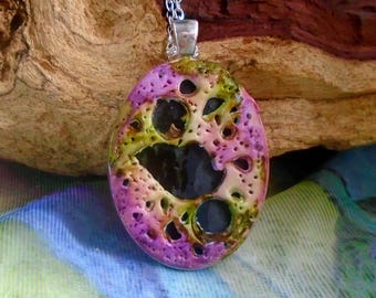 Polymer Clay Cellular Pendant | Organic Pendant | Oval Organic Necklace | Cellular Jewellery