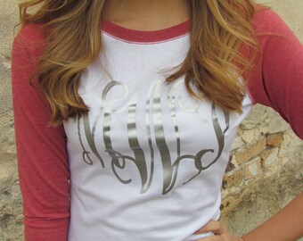 Raglan Sleeve Monogrammed Shirt Variety of Colors Available
