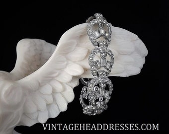 Authentic Art Deco Bracelet, 1920's, Paste Bracelet, Vintage Diamante Bracelet, Rhinestone Bracelet, Wedding, Deco, Bridal, Horseshoe, Lucky