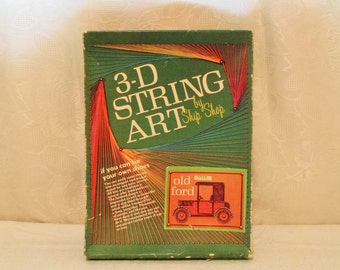String Art Kit, Old Ford, Vintage String Art, Antique Car, 3D String Art, Ship Shop Kit, Mid Century String Art, Antique Ford, Started Kit
