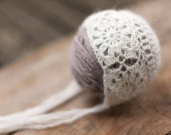 Newborn hat, Mohair hat, Baby girl bonnet