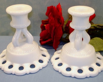 Doric by Westmoreland Milk Glass Candlesticks