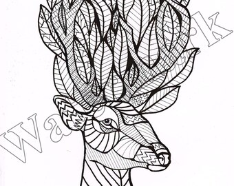 Deer coloring page | Etsy