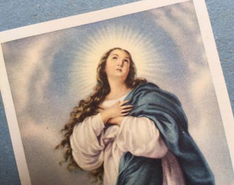 Holy Card, Holy Mary prayer card, vintage Holy Card, Prayer card, religious card, Madonna Immaculate Conception