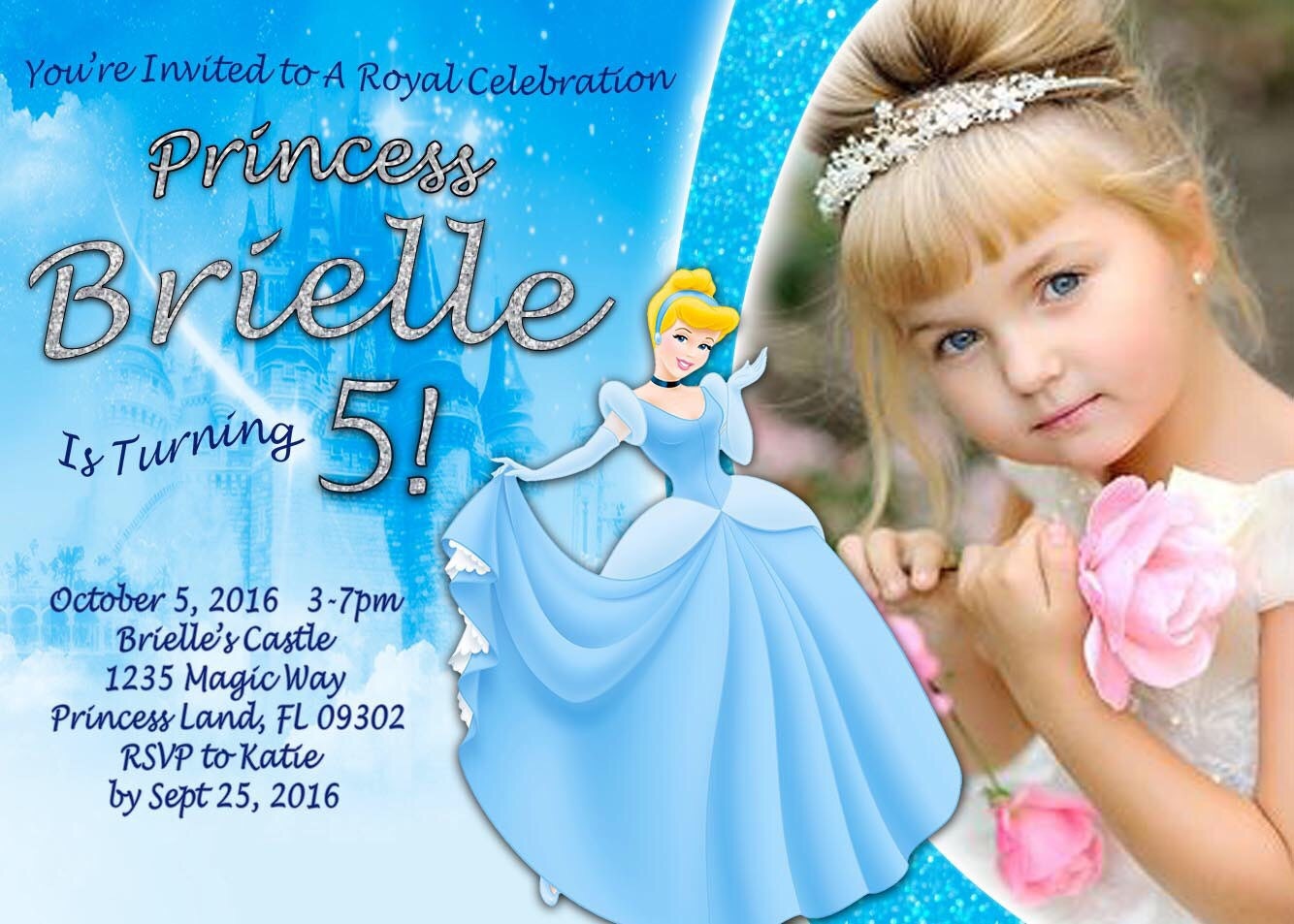 Cinderella Invitation Cinderella Birthday Invitation