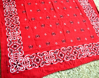 Vintage Color Fast Red Cotton Bandana Kerchief - #S2