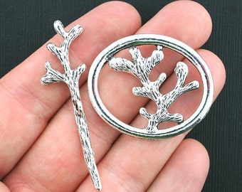 Flower Branch Toggle Set Antique Silver Tone Gorgeous and Unusual - SC3582