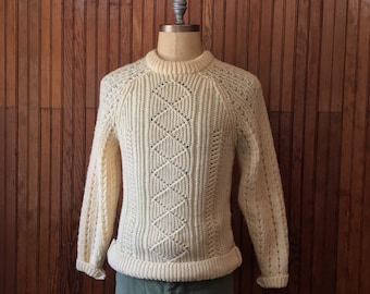 60s English Medium Wool Knit Sweater Fisherman Men's Vintage Made In Britain