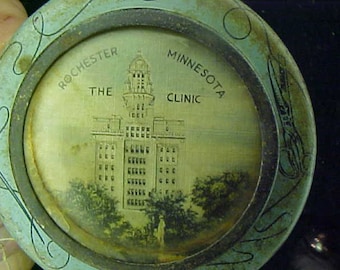 Vintage 1900's Lithographed Tin The Clinic In Rochester MN. The Mayo Clinc