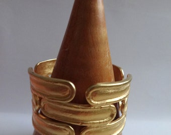 Sphinx Goldtone Hinged/Clamper Bracelet - 80s