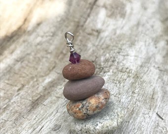 Cairn Necklace, Beach Stone Necklace, Stacked Stone Necklace, Zen, Natural Stone, Beach Stone Jewelry, Beach Stones, Cairn, Birthstone