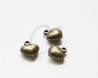 20pcs Antique Brass Tone Base Metal Charms-Heart 12x13mm (16545Y-W-23)