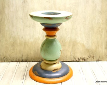 Chunky Candleholder - Painted - Aged - Home Decor - Farmhouse Decor