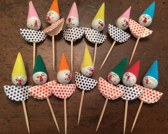 Vintage Spun Cotton Clown Picks Party