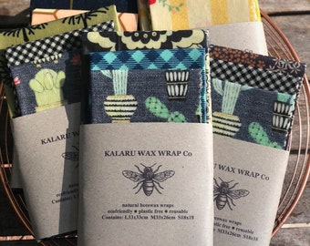 bees wraps|3 pack|plastic free| cling wrap alternative|