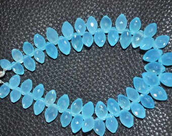 Brand New Blue Topaz Chalcedony Dew Drop Faceted,9 inch Strand ,6x9 to 8x13 mm