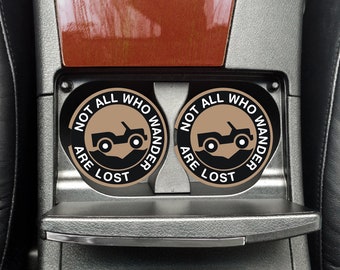 All Who Wander, Jeep Car Coaster, Car Cup Holder, Car Coasters, Auto Coasters, Auto Decor, Auto Accessories, Drink Holder, Cup Holder,