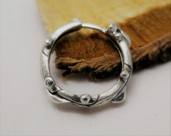 Single earring for men Bionica white - sterling silver - middle earring - men's earring