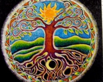 Tree of Life Mandala Round Art Sticker Summer Sun Energy. 3" from original mandala drawing--