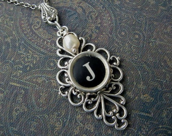 Typewriter Key Jewelry - Typewriter Necklace Letter J