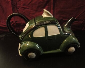 Original CarltonWare VW Black & Green Taxi Beetle Teapot In Immaculate Condition