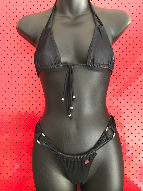 35%OFFSALE *** MissManeater ROCKNROLL double sliding tri top + RING sliding soft band brazilian pant! LOWrise!