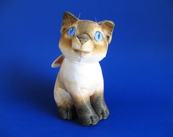 Vintage Siamese Cat Stuffed Animal Sophisticats by Dakin Pasha Kitten Blue Eyes Whiskers 1990s Toy Cat Lover Plush