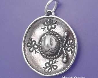 SOMBRERO Charm .925 Sterling Silver Mexican Hat Mexico Travel Pendant - sc107