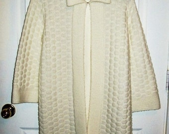 Vintage 1960s Ladies Off White Cardigan Sweater Jacket Banff Sweater Bee Small Only 6 USD