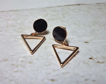 Open Triangle Drop Stud Earrings, Triangle Earrings