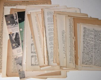 Vintage Book Paper 50 Pieces Collage Journal Supply Mixed Lot Paper Music Scrapbook Supply Junk Journal Paper Paper Ephemera Old Book Pages
